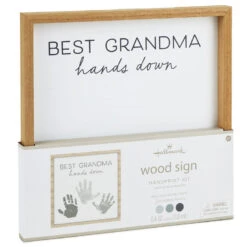 Hallmark Best Grandma Hands Down Wood Sign Handprint Kit -Optimal Home Decoration Best Grandma Wood Sign Handprint Kit With Paints 1BBY4848 03