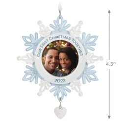 Hallmark Our First Christmas Together Snowflake 2023 Photo Frame Ornament -Optimal Home Decoration BlueWhite Snowflake Picture Frame Keepsake Ornament 1699QGO2879 03