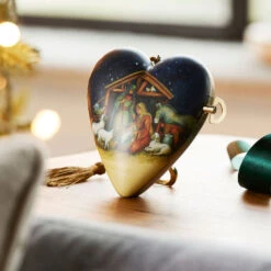 Optimal Home Decoration -Optimal Home Decoration Demdaco O Holy Night Musical Art Heart Ornament 2020230604 02