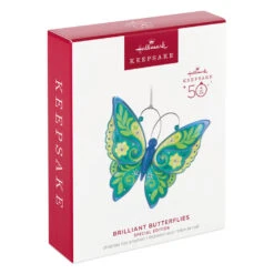 Hallmark Brilliant Butterflies Special Edition Ornament -Optimal Home Decoration Green and Blue Butterfly Keepsake Ornament 1999QGO2799 04