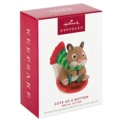 Hallmark Cute As A Button Special Edition Ornament -Optimal Home Decoration Hamster on Button Sled Keepsake Ornament 1599QXE3317 04