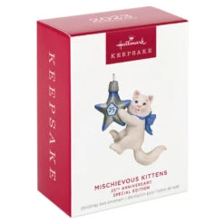 Hallmark Mischievous Kittens Special Edition 25th Anniversary Ornament 11 Hallmark Mischievous Kittens Special Edition 25th Anniversary Ornament -Optimal Home Decoration Kitten With 25th Star Keepsake Ornament 1799QXE3327 04