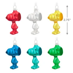 Hallmark The Peanuts® Gang Snoopy Glass Ornaments, Set Of 6 -Optimal Home Decoration Set of 6 Colored Glass Snoopy Keepsake Ornaments 2499QSB6329 03