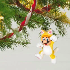 Hallmark Nintendo Super Mario™ Powered Up With Mario Cat Ornament -Optimal Home Decoration Super Mario Cat Keepsake Ornament 1899QXR8199 02