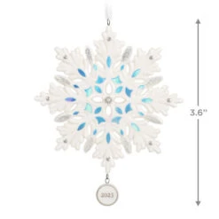 Hallmark Snowflake 2023 Porcelain Ornament -Optimal Home Decoration White Blue and Silver Snowflake Keepsake Ornament 1999QGO2957 03