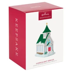 Hallmark Candlelight Service Ornament -Optimal Home Decoration White Church With Green Steeple Keepsake Ornament 2199QGO2767 04