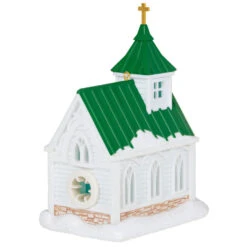 Hallmark Candlelight Service Ornament -Optimal Home Decoration White Church With Green Steeple Keepsake Ornament 2199QGO2767 06